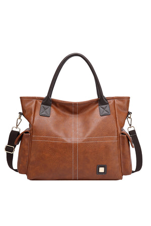 AmraFashion-PU-Leather-Pockets-Patchwork-Retro-Handbag-Brown