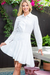 AmraFashion-Off-White-Long-Sleeve-Hi-Low-Collared-Dress