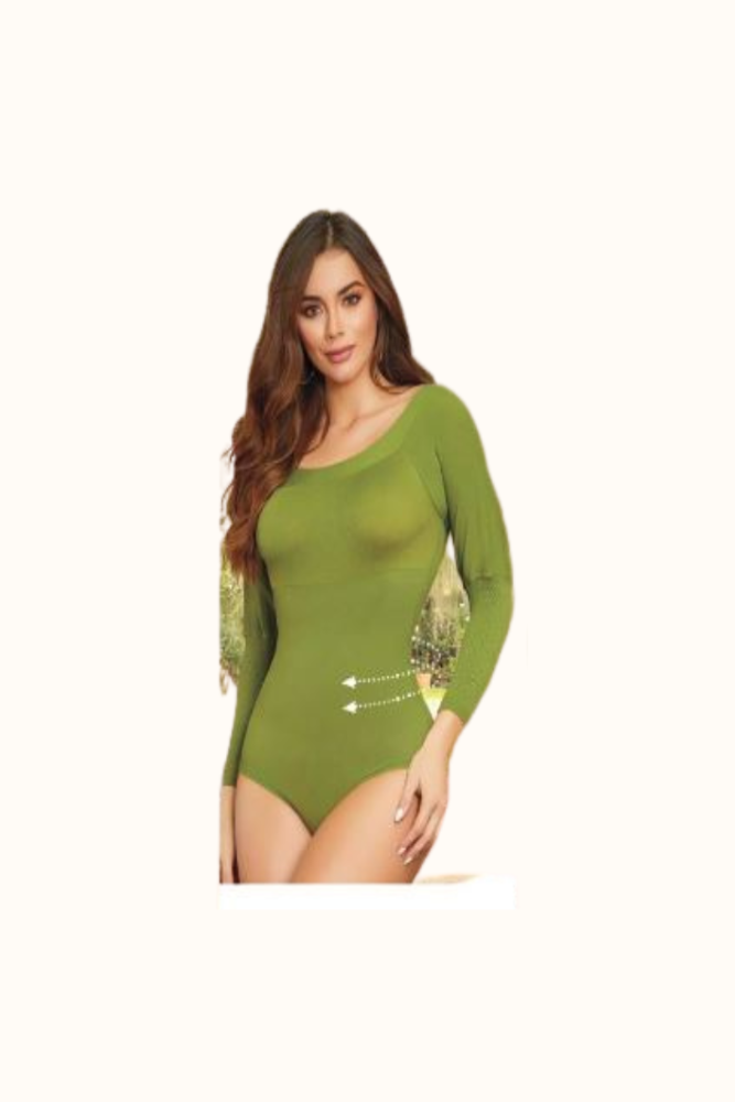 Green Long Sleeve Bodysuit Shapewear – Amra Fashion