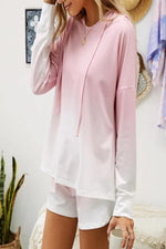 Amra Fashion Multicolor Dip Dye Hooded Lounge Sweatshirt Shorts Set