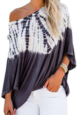 Amra Fashion Funky Cool Tie-Dye Print Long Batwing Sleeve Blouse