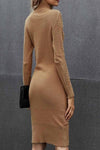 Amra Fashion  High Neck Textured Bodycon Sweater Dress