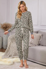 Amra Fashion Beige Leopard Print Loungewear Set