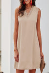 Amra Fashion Eyelash V Neck Sleeveless Shift Mini Dress