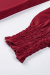 Amra Fashion V Neck Lace Patchwork Red Blouse