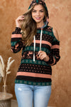 AmraFashion-Long-Sleeve-Cold-Should-Knitted-Print-Hoodie-Top-Green