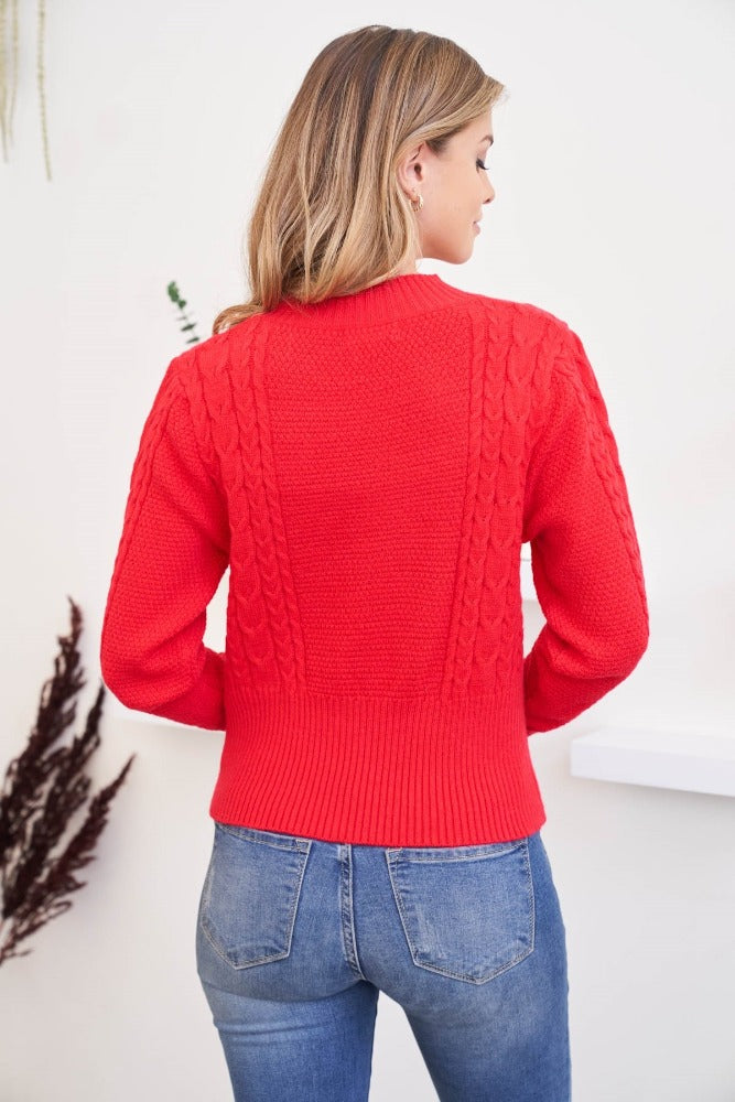 AmraFashion-Red-Round-Neck-Long-Raglan-Cuffed-Sleeve-Ribbed-Knit-Sweater