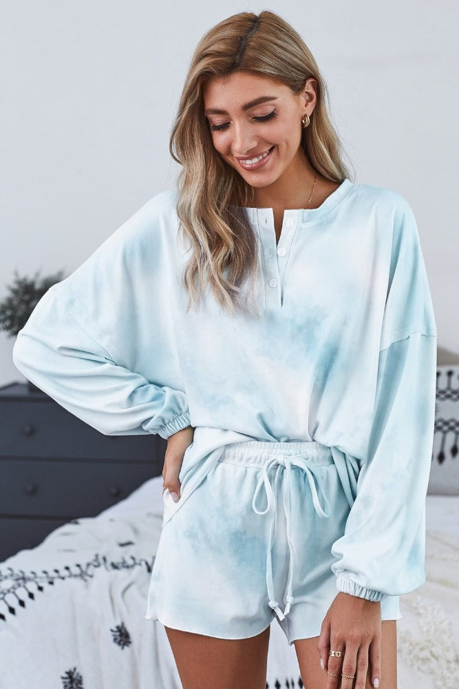 Comfy Tie Dye Knit Pajamas Set