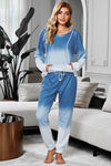 Amra Fashion Blue Utopia Cotton Blend Tie Dye Hoodie Joggers Loungewear 