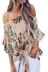 Apricot-Off-Shoulder-Floral-Tie-Front-High-Low-Chiffon-Blouse-Front-Side-Amra-Fashion