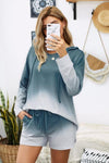 Amra Fashion Multicolor Dip Dye Hooded Lounge Sweatshirt Shorts Set
