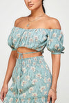 AmraFashion-Floral-Off-Shoulder-Sleeve-Back-Tie-Top-Skirt-Set
