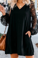 Amra Fashion  Lace Long Sleeves Shift Above Knee Dress