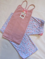 Gray & Pink Two-Piece Pajama Set Tank Top Long Pants