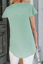Green-V-Neck-Short-Sleeve-Tee-Back-Side-Amra-Fashion