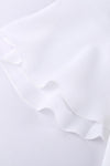 Amra Fashion Retro Cool Embroidered Print White Ruffle Short Sleeve