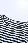 Amra Fashion Black and White Stripes Pocketed T-shirt Dress with Belt