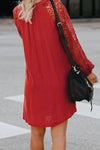 Amra Fashion  Lace Long Sleeves Shift Above Knee Dress