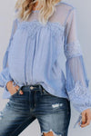 Amra Fashion Lantern-Sleeve Lace Patchwork