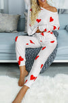 Love Heart Print Long Sleeves Two-piece Loungewear