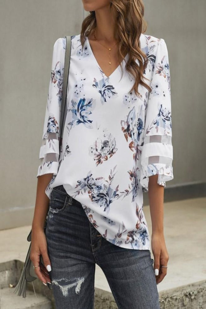 White-Flared-Sleeve-Floral-Blouse-Front-Side-02-Amra-Fashion