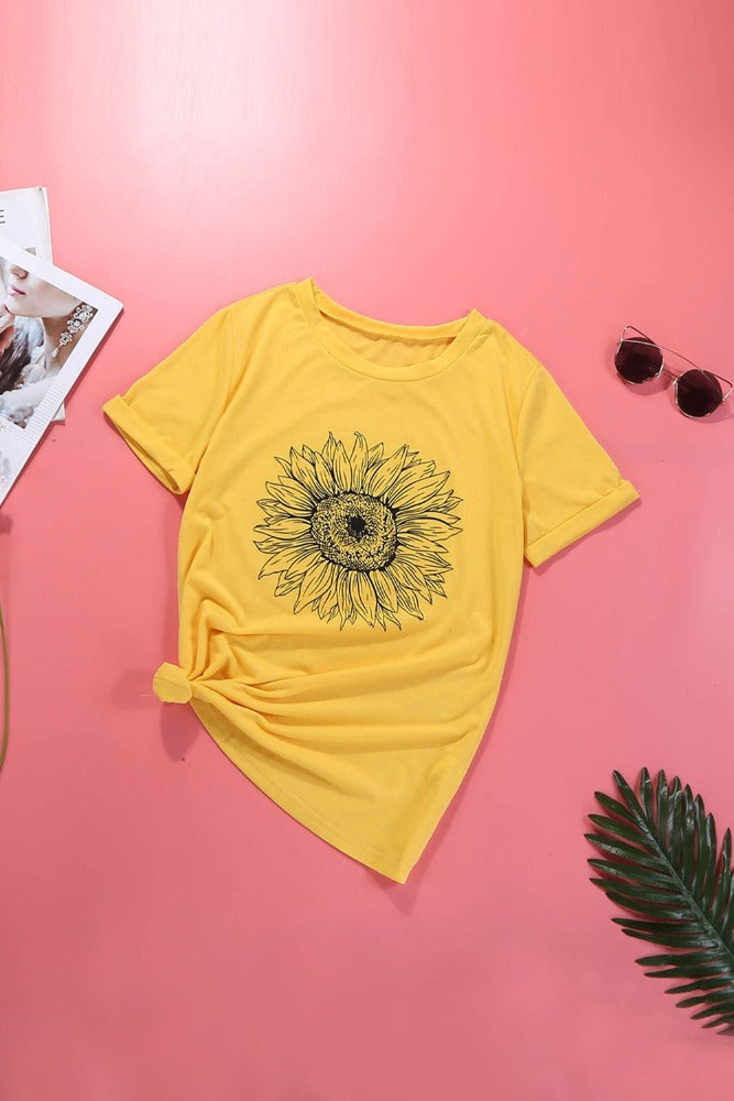 Amra Fashion  Yellow Sunflower Base T-shirt