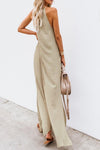  Amra Fashion Crochet Detail Linen Sleeveless Maxi Dress with Slits-tail Linen Sleeveless Maxi Dress
