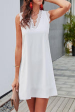 Amra Fashion Eyelash V Neck Sleeveless Shift Mini Dress